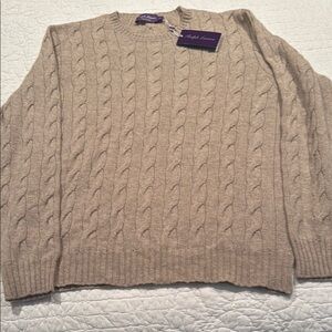 Ralph Lauren Cream Cable Knit Crew Neck Sweater